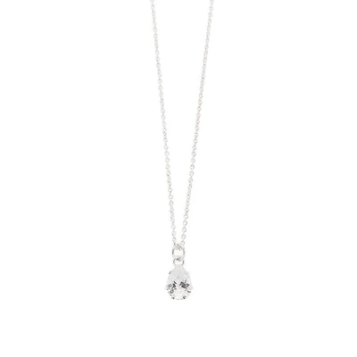 Silver Cubic Zirconia Pear Pendant Necklace