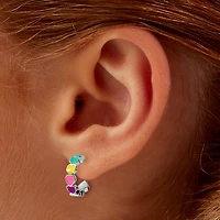 Glow in the Dark Rainbow Heart Hoop Earrings 