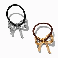 Mixed Metal Bow Hair Ties - 2 Pack