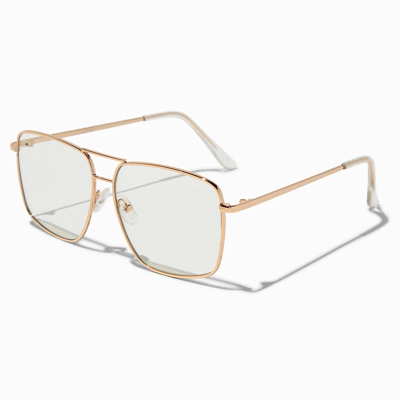 Gold-tone Metal Aviator Clear Lens Frames