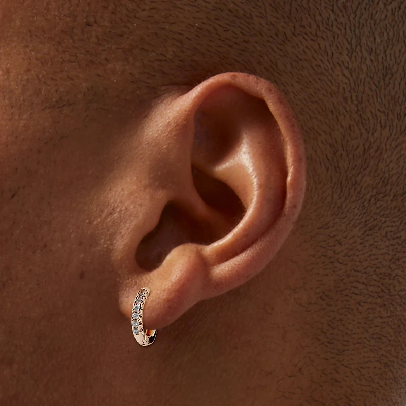 Rose Gold-tone Cubic Zirconia 10mm Hoop Earrings 
