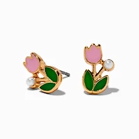 Pearl & Tulip Stud Earrings