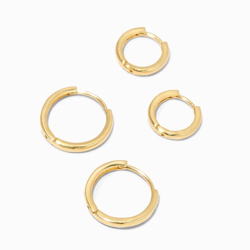 C LUXE by Claire's 18kt Gold Plated 8mm & 12mm Clicker Hoop Earrings - 2 Pack