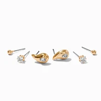 Gold-tone Teardrop Cubic Zirconia Earring Stackables Set - 3 Pack