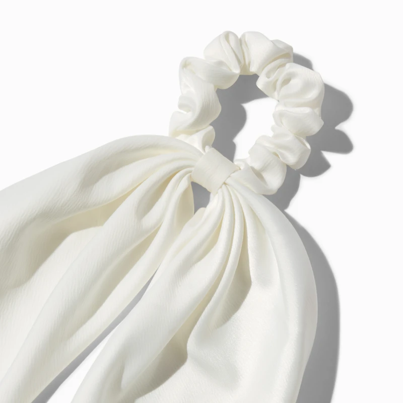 Small White Hair Scrunchie Scarf