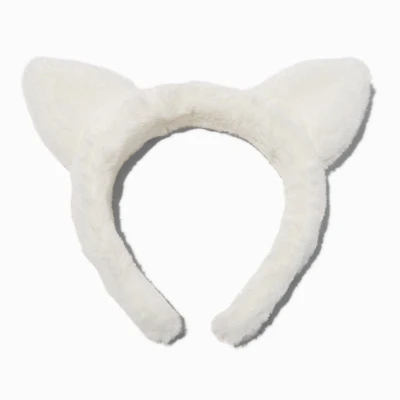 Furry White Cat Ears Headband