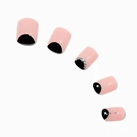 Black & Nude Bling Short Square Vegan Faux Nail Set - 24 Pack