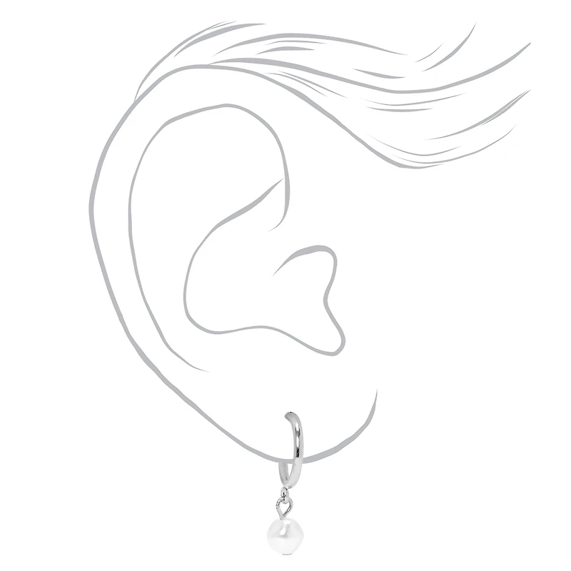 Silver Mixed Pearl Earrings Set - 9 Pack