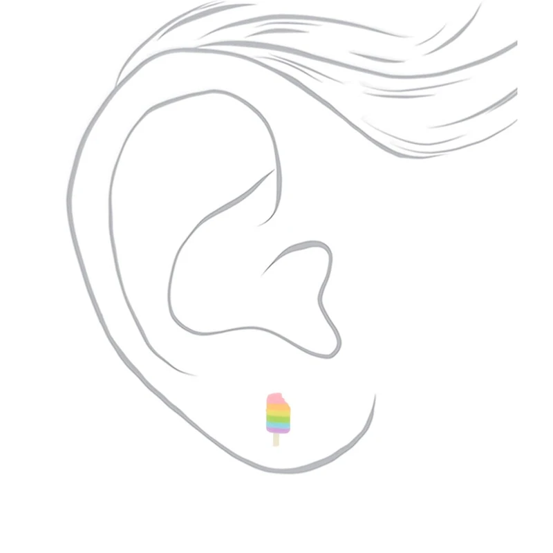 Unicorn Ice Pop Stud Earrings - 6 Pack