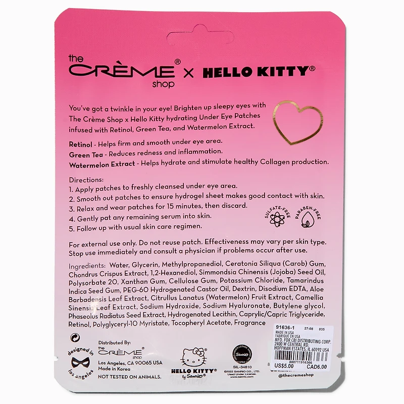 The Crème Shop® x Hello Kitty® Twinkle Eyes Depuffing Hydrogel Under Eye Patches 