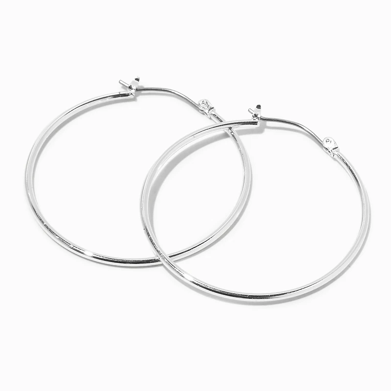Silver-tone 40mm Thin Hoop Earrings