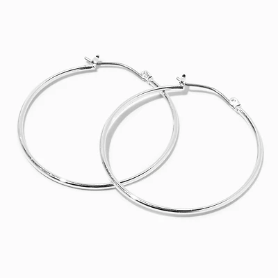 Silver-tone 40mm Thin Hoop Earrings