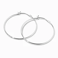 Silver-tone 40mm Thin Hoop Earrings