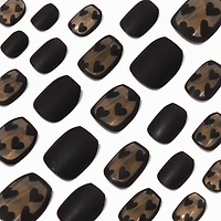 Sheer Black Heart Coffin Press On Vegan Faux Nail Set - 24 Pack