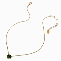 Green Enamel Clover Pendant Necklace
