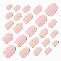 Glow in the Dark Celestial Stiletto Press On Vegan Faux Nail Set - 24 Pack