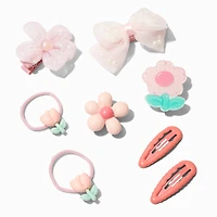 Claire's Club Pink Daisy Mixed Hair Clip Set - 8 Pack