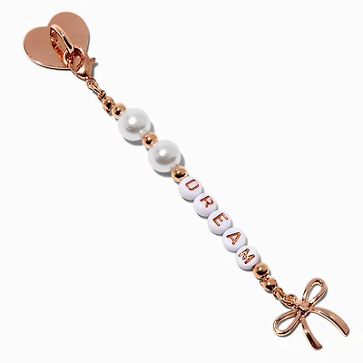 Gold-tone Bow & Pearl "Dream" Sticker Charm