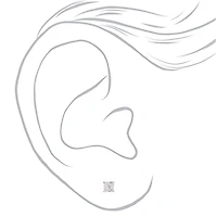 C LUXE by Claire's Sterling Silver Cubic Zirconia 6mm Square Martini Stud Earrings