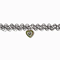 Claire's Club Rainbow Heart Black Tattoo Choker Necklace