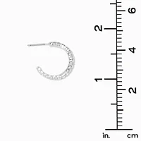 Silver-tone 15mm Crystal Hoop Earring Stackables Set - 6 Pack