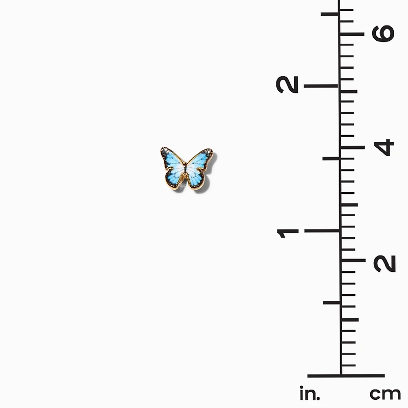 18kt Gold Plated Blue Monarch Butterfly Stud Earrings