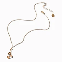 Gold-tone Rose Pendant Necklace
