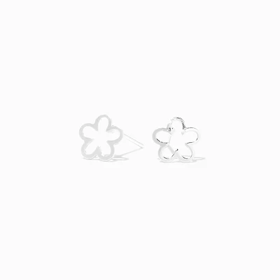 Silver-tone Daisy Outline Stud Earrings