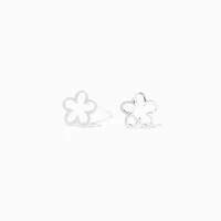 Silver-tone Daisy Outline Stud Earrings