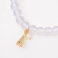 Paris Lavender Beaded Stretch Bracelet
