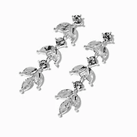 Crystal Leaf Linear Drop Earrings