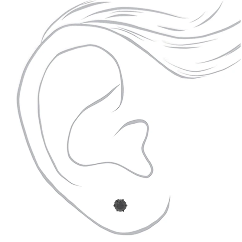 C LUXE by Claire's Black Titanium Cubic Zirconia 5mm Round Stud Earrings