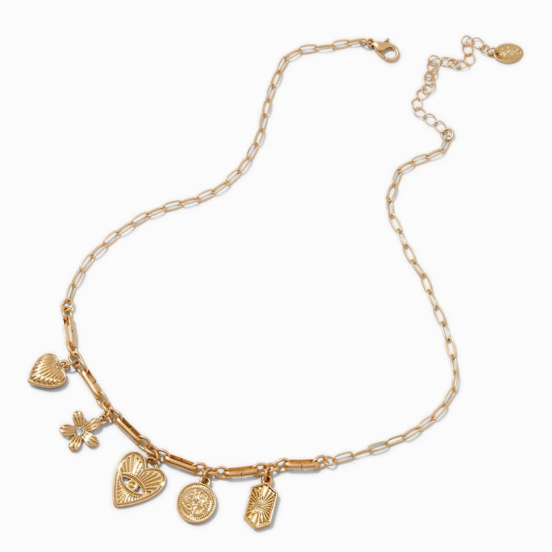 Gold-tone Evil Eye Charm Choker Necklace