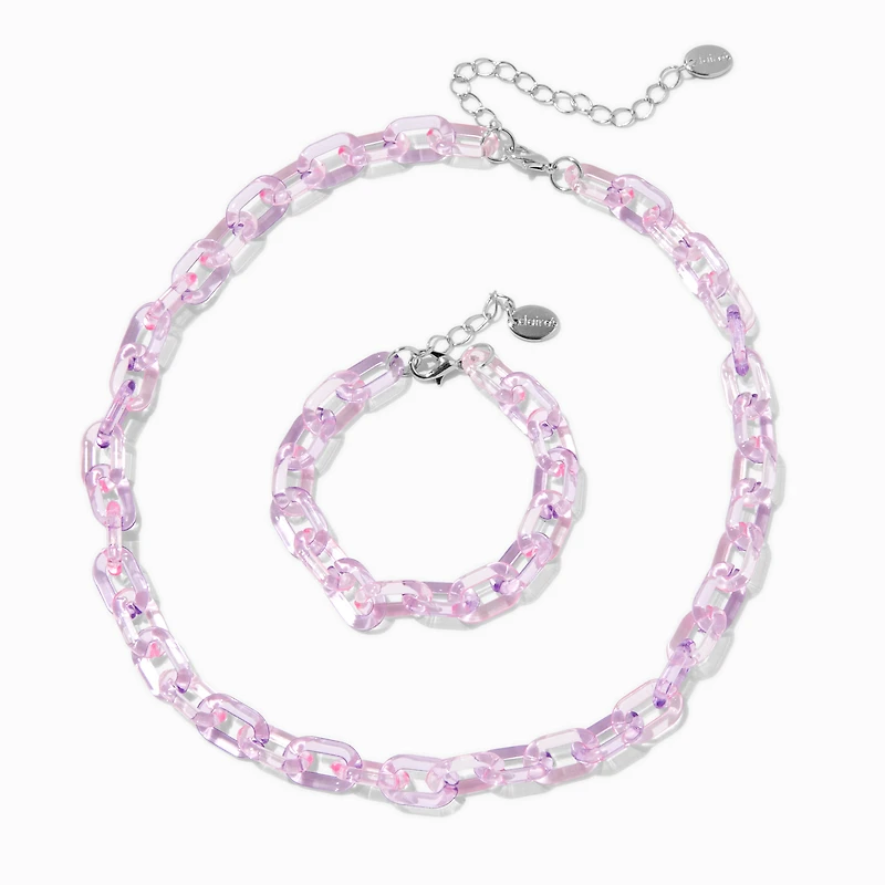 Claire's Club Purple Acrylic Chunky Chainlink Jewelry Set - 2 Pack