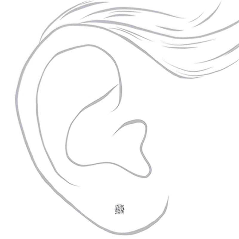 Sterling Silver Cubic Zirconia 5mm Round Basket Stud Earrings