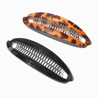Brown & Black Tortoiseshell Banana Clip Hair Claws - 2 Pack