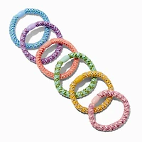 Bright Rainbow Beaded Hair Ties - 6 Pack
