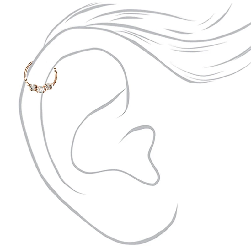 Sterling Silver Rose Gold Cartilage Hoop Ring