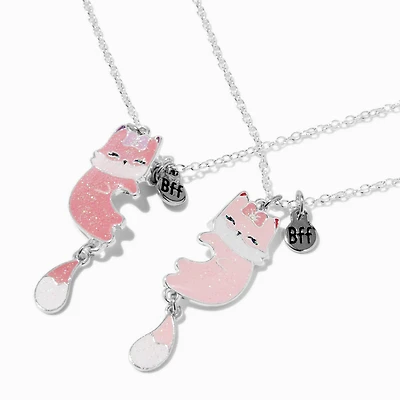 Best Friends Glitter Pink Fox Pendant Necklaces - 2 Pack