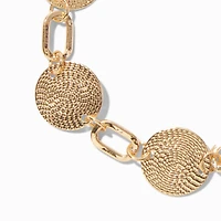 Gold-tone Textured Disc Chain Bracelet