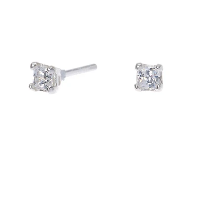 C LUXE by Claire's Sterling Silver Cubic Zirconia 3x3mm Square Stud Earrings