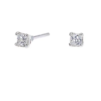 C LUXE by Claire's Sterling Silver Cubic Zirconia 3x3mm Square Stud Earrings