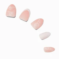 Butterfly French Short Almond Vegan Faux Nail Set - 24 Pack