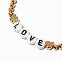 ''Love'' Gold-tone Beaded Stretch Bracelet 