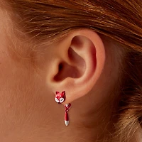 Small Red Fox Front & Back Earrings