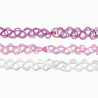 Best Friends Tropical Flower Tattoo Choker Necklaces - 3 Pack