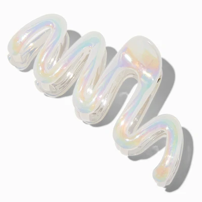 White Iridescent Zig Zag Hair Claw