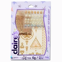 Gold Glitter Assorted Body Art Kit