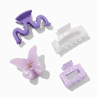 Mixed Purple Butterfly Hair Claws - 4 Pack