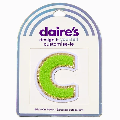 Lime Green C Initial Stick-On Patch